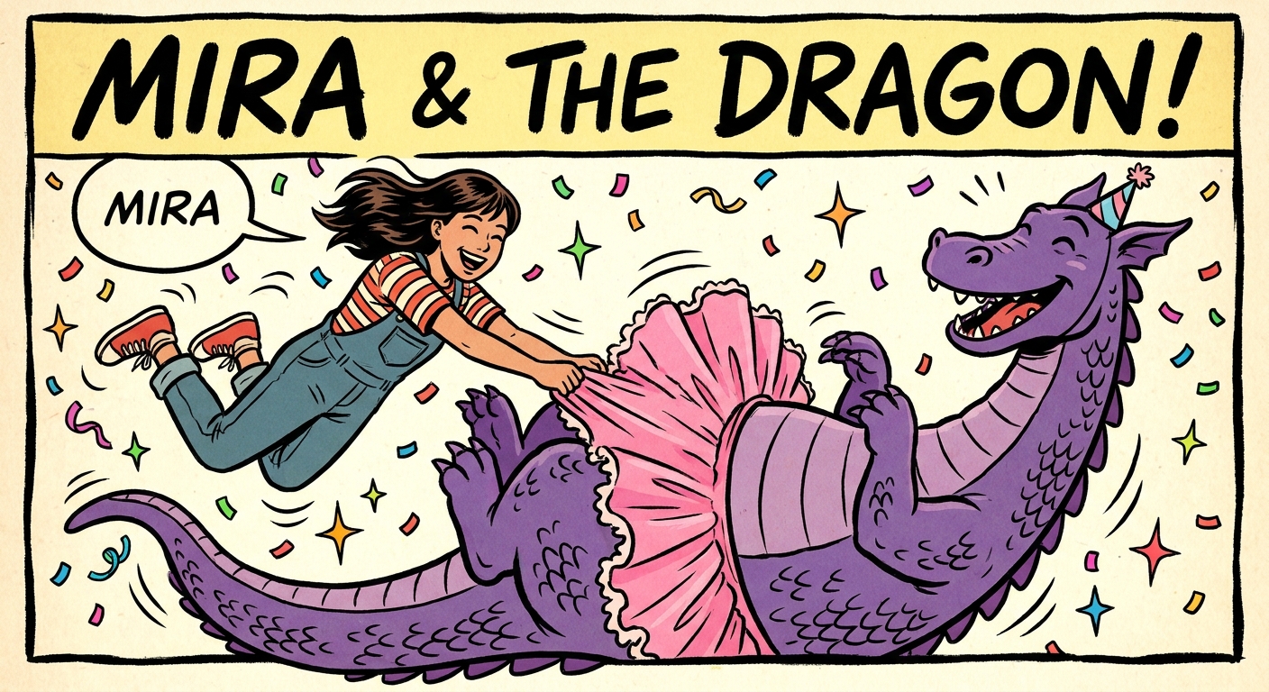 Mira and dragon flying